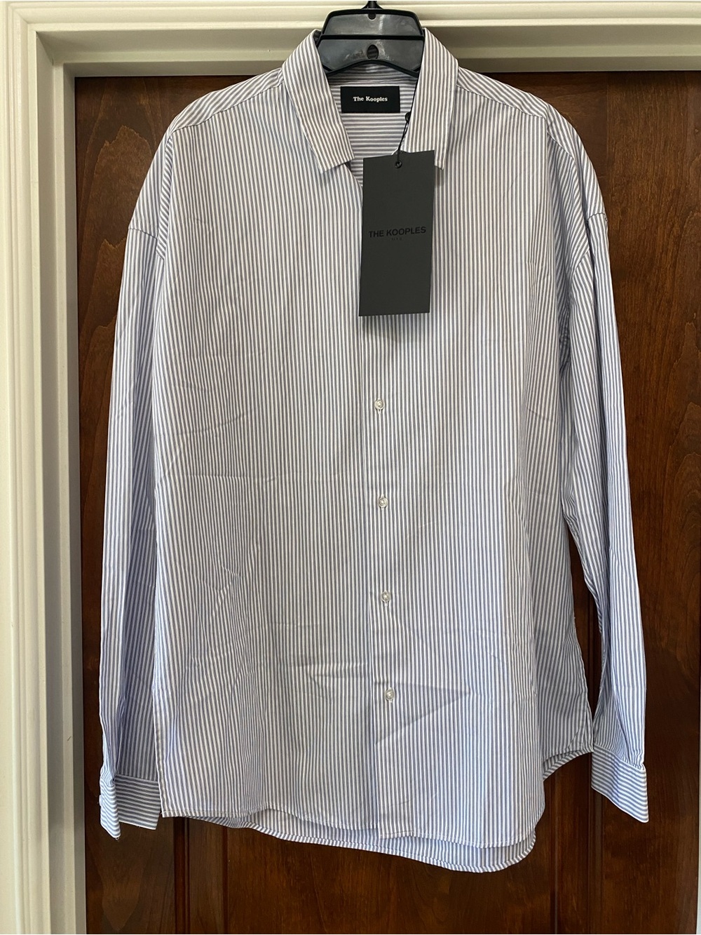 The Kooples Mens Oversized Brera Lux Black Striped Button Down Shirt NWT Sz S